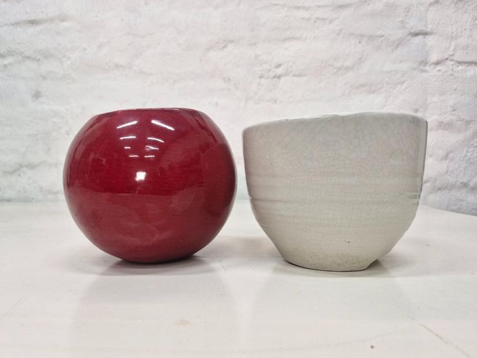 Pair of Glazed Ceramic Decorative Planters