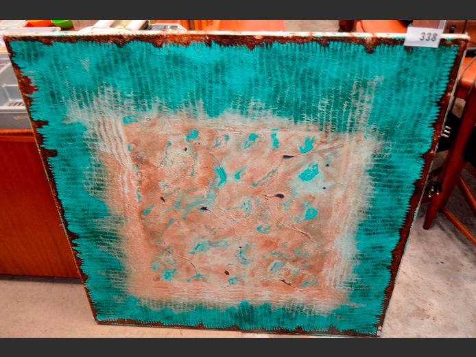 UNFRAMED ABSTRACT OIL ON CANVAS, 100 x 100cm