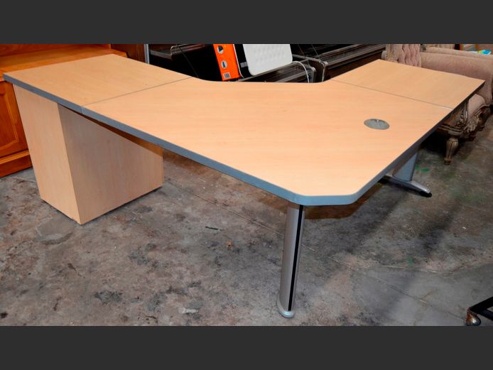OAK FOIL 4-DRAWER L-SHAPED DESK