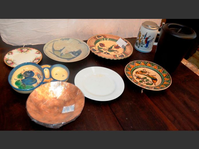 MOTHER-OF-PEARL BOWL, OLIVE BOWL, BEER STEIN, etc