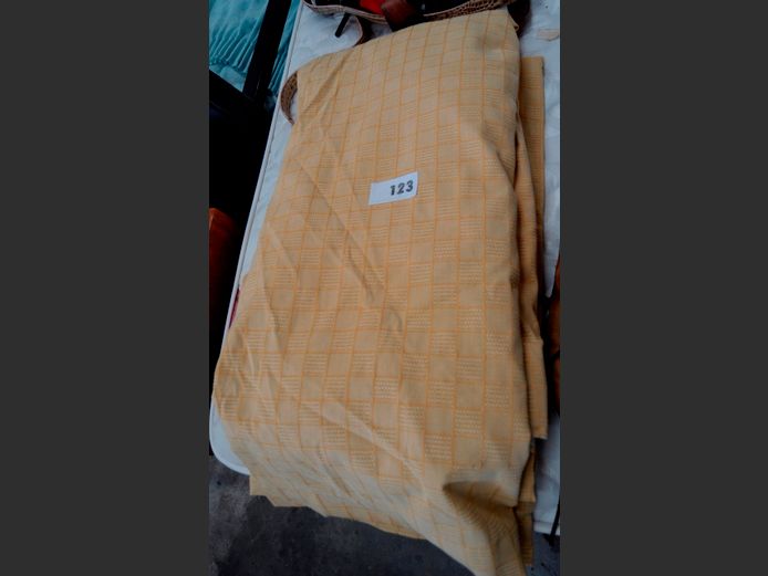 PAIR SQUARE PATTERNED LINED CURTAINS