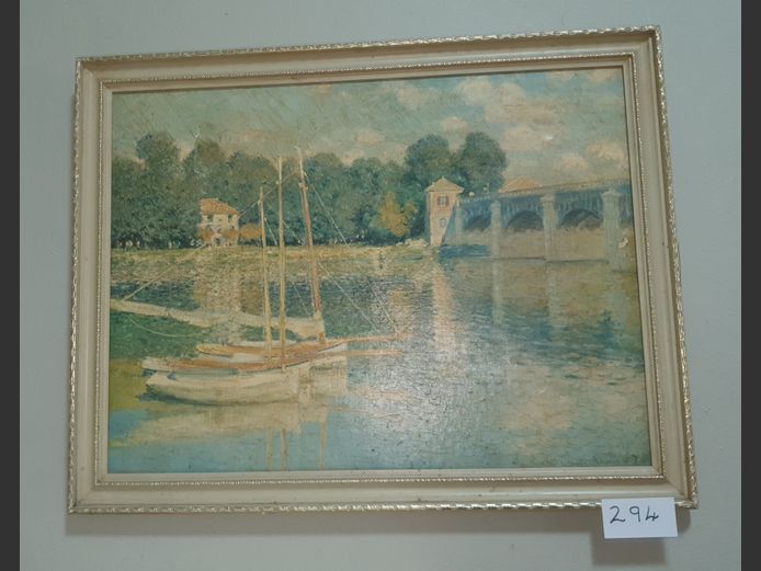 FRAMED OIL ON CANVAS "YACHT"