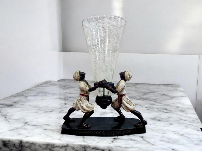 Decorative Venetian Blackamoor Resin Figure Glass Vase