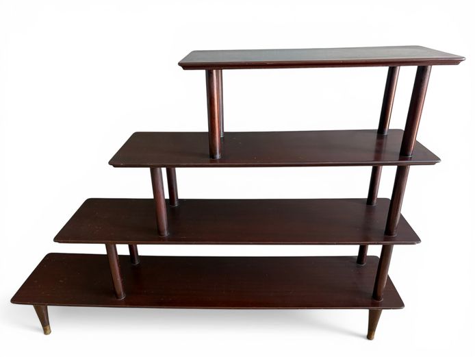 Wooden tiered display shelf