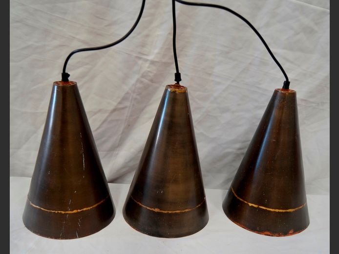 SET OF 3 METAL CONE PENDANT LIGHTS, 30cm High [Suitable for kitchen island]