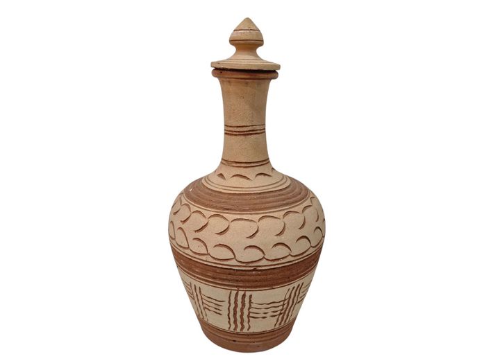Decorative Terracotta Carafe with Finial Stopper