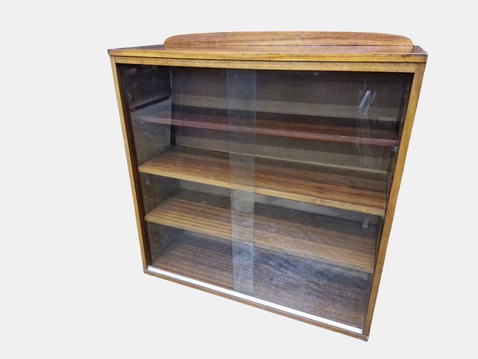 Vintage Mid-Century Style Glass-Front Bookcase
