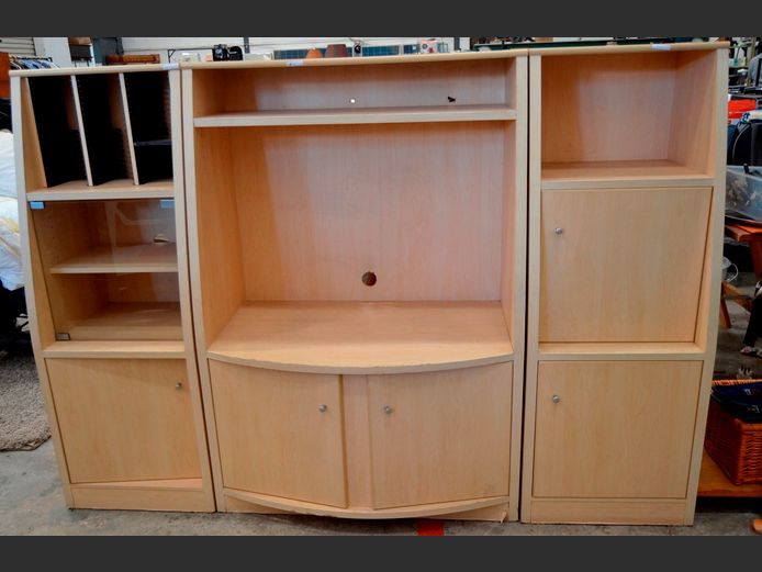 BEECH FOIL 3-PIECE ENTERTAINMENT UNIT, 198 x 54 x 139cm