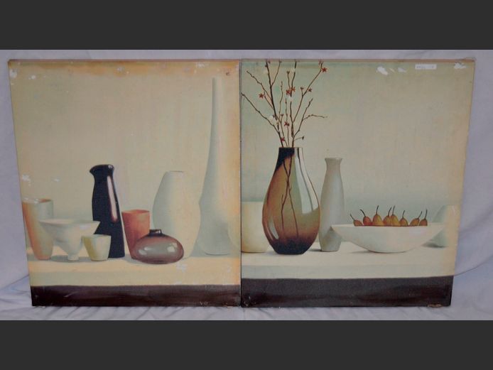 PAIR UNFRAMED PRINTS ON CANVAS "STILL LIFE", 61 x 51cm