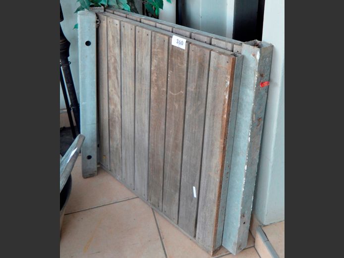 PAIR METAL & WOOD GARDEN GATES, 182 x 87cm