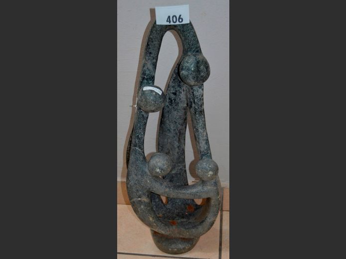 SOAPSTONE FAMILY FIGURE, 68cm High