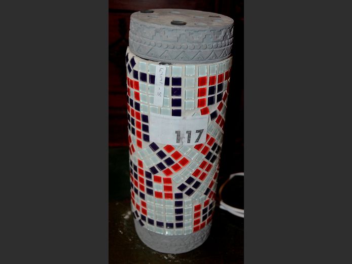 MOSAIC CYLINDRICAL LAMP, 13cm Diameter x 32cm High