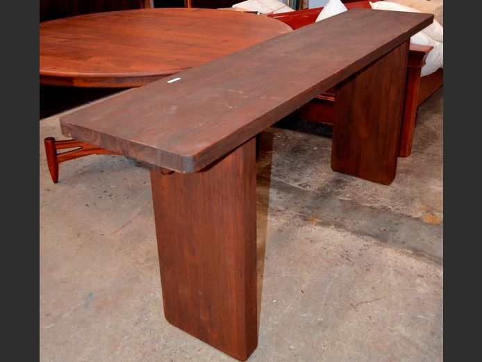 STAINED OAK HALL TABLE, 180 x 40 x 78cm