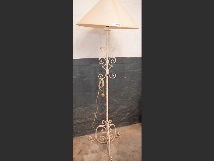 WROUGHT IRON STANDING LAMP WITH SHADE, 182cm High