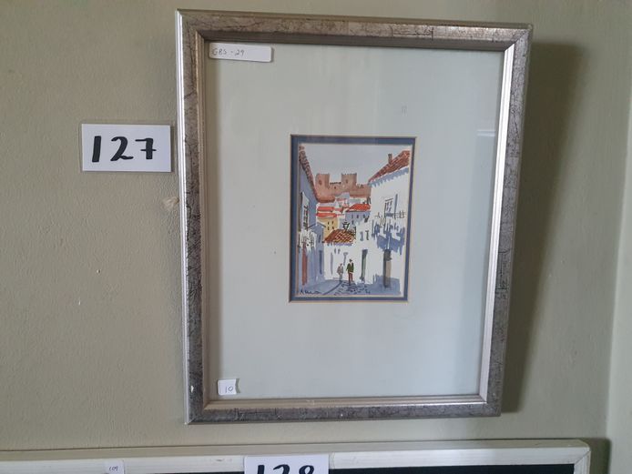 FRAMED WATERCOLOUR "STREET SCENE"