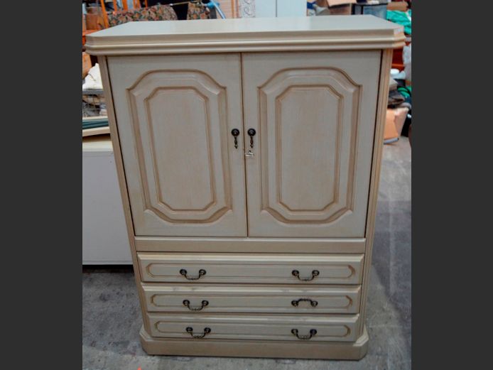 CREAM 2-DOOR, 3-DRAWER CABINET, 102 x 45 x 137cm