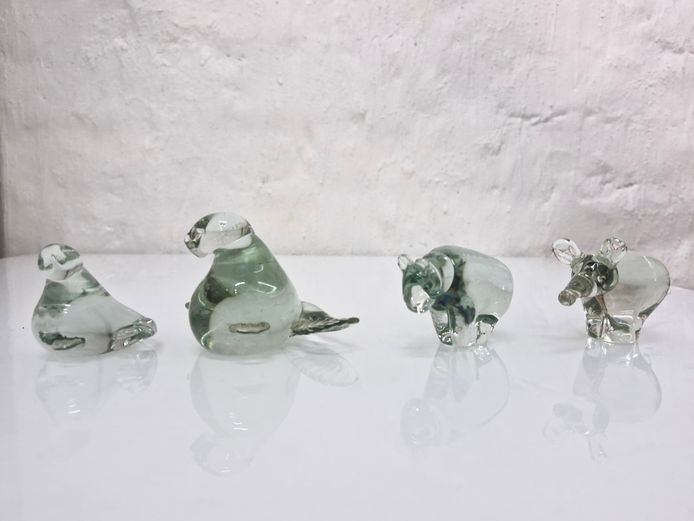 Set of 4 Ngwenya Glass Recycled Glass Arctic Animal Figurines