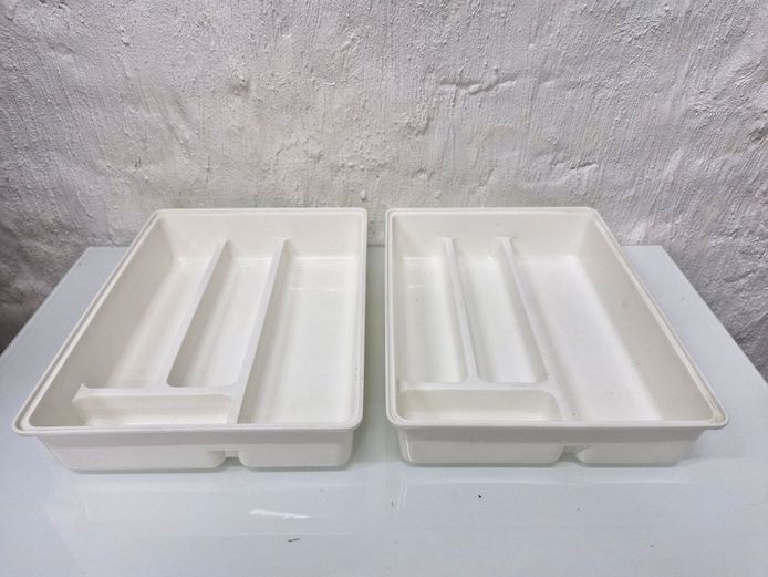 Set of Plastic 4-Compartment Cutlery Drawer Organiser Trays