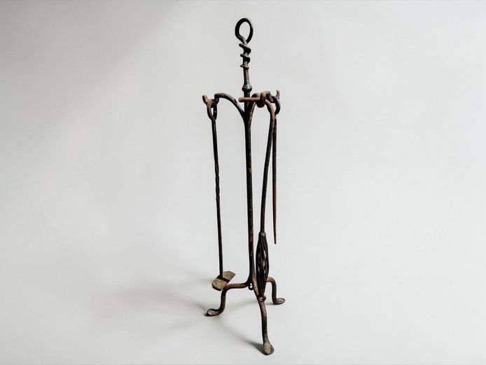 Vintage Hand-Forged Wrought Iron Fireplace Tool Set