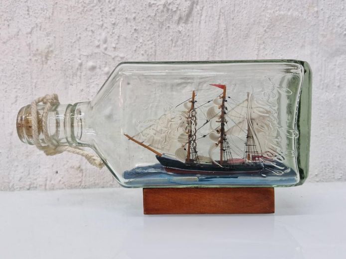 Maritime Ship In a Glass Bottle - Folk Art