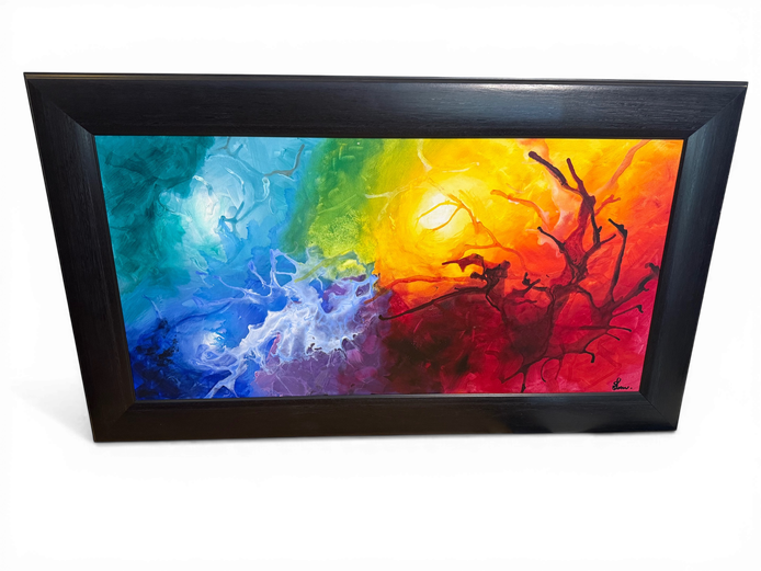 Contemporary Abstract Colour Spectrum Painting – Framed