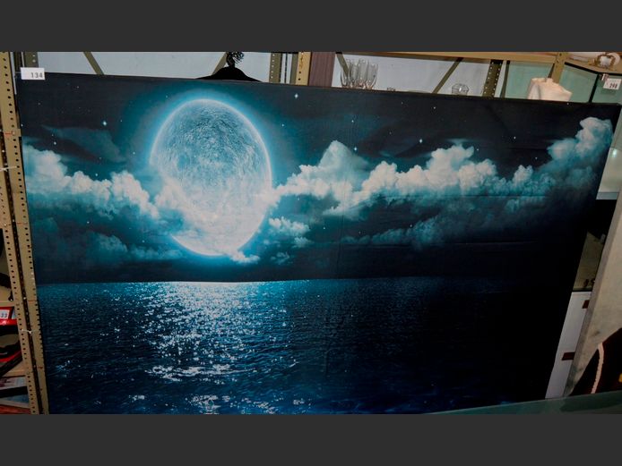 FRAMED PRINT ON CANVAS "MOON & OCEAN", 225 x 175cm