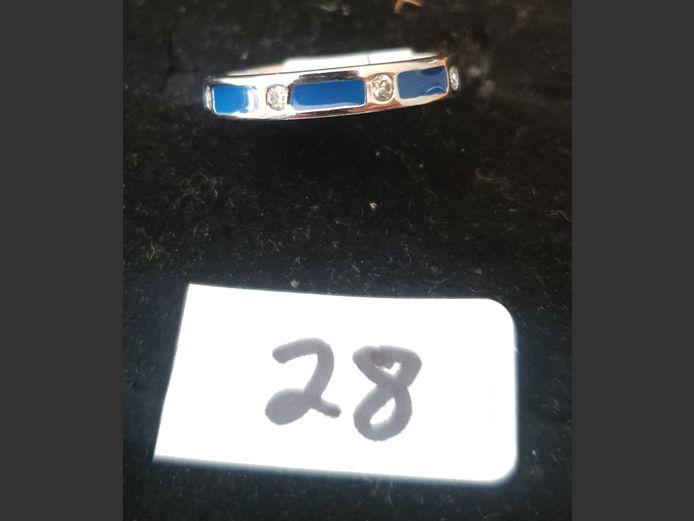 SILVER DRESS RING WITH BLUE & CLEAR STONES