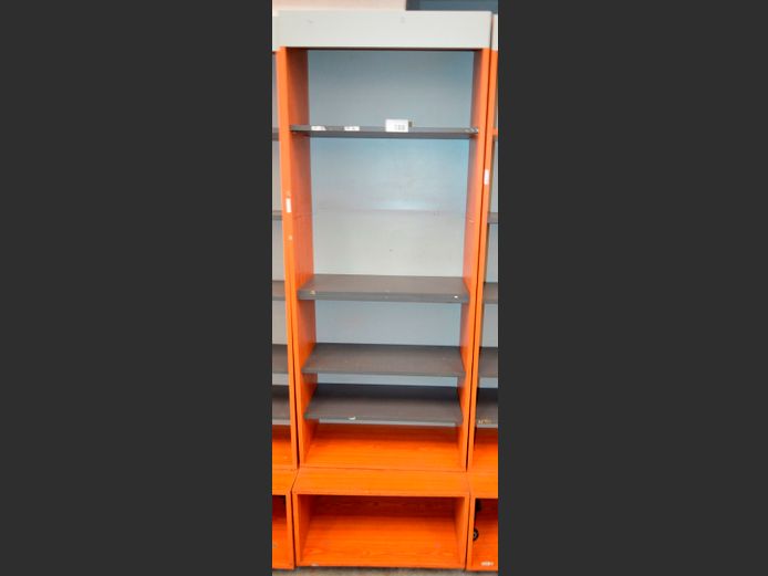 CHERRY FOIL & GREY DISPLAY SHELF, 65 x 45 x 197cm