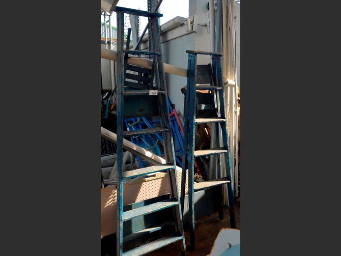 LOT OF 2: WOODEN PAINTER'S LADDERS