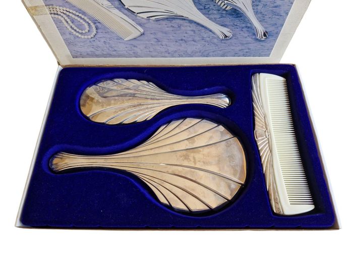 Vintage Silver Plated Vanity Set