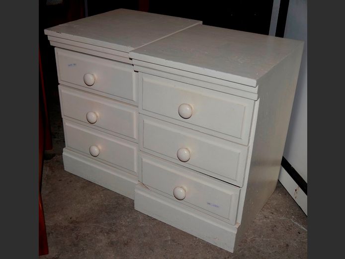PAIR WHITE 3-DRAWER PEDESTALS, 45 x 40 x 61cm