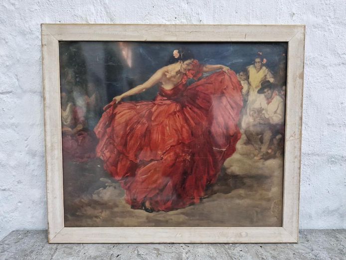 Francisco Sánches Clement "The Red Skirt" Flamenco Framed Print