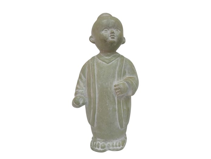 Hand-Finished Chinese Court Figure Statue - Light Stone Grey