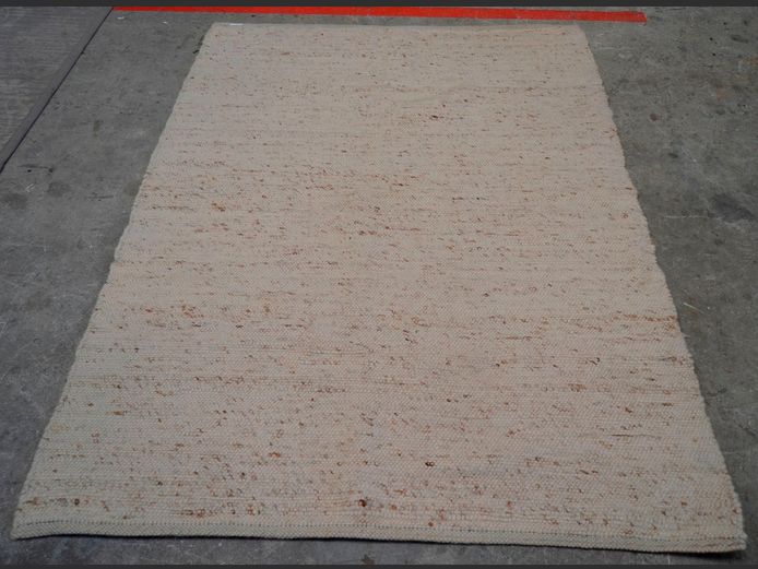 BEIGE & BROWN WOOL CARPET, 188 x 136cm