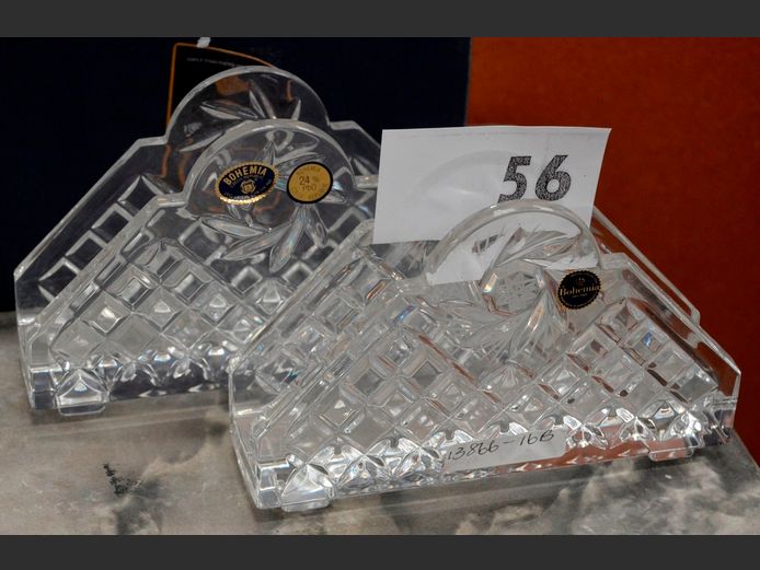PAIR BOHEMIA CRYSTAL NAPKIN HOLDERS