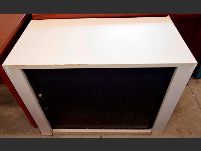 ROLLING DOOR CREDENZA, 90 x 45 x 70cm [Damaged, edging needed]