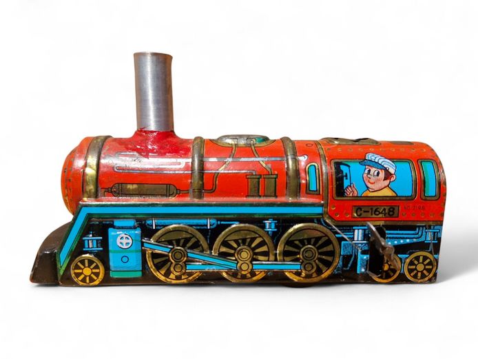Vintage Wind-Up Tin Toy Locomotive - Made in Japan