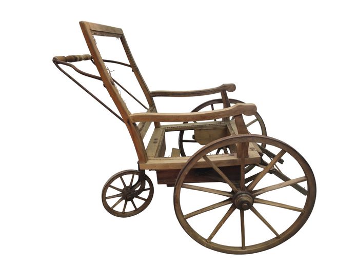 Late 19th Century Victorian Timber & Iron Three-Wheeled Invalid Chair