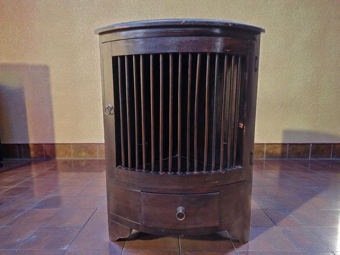 Quarter Circle Corner Cabinet with Slatted Door