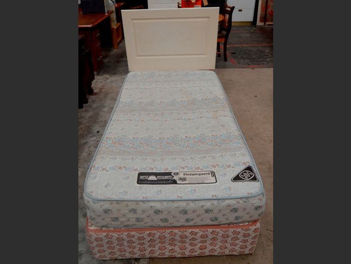 REST ASSURED SINGLE BED BASE & MATTRESS SET WITH HEADBOARD