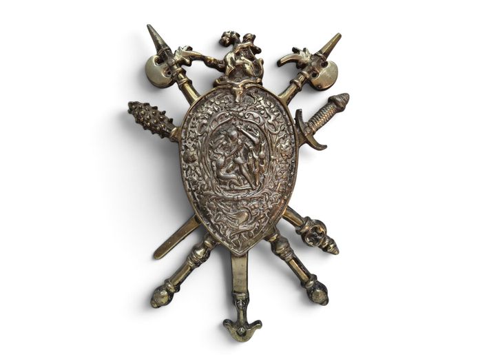 Vintage Cast Metal Heraldic Panoply of Arms Wall Plaque