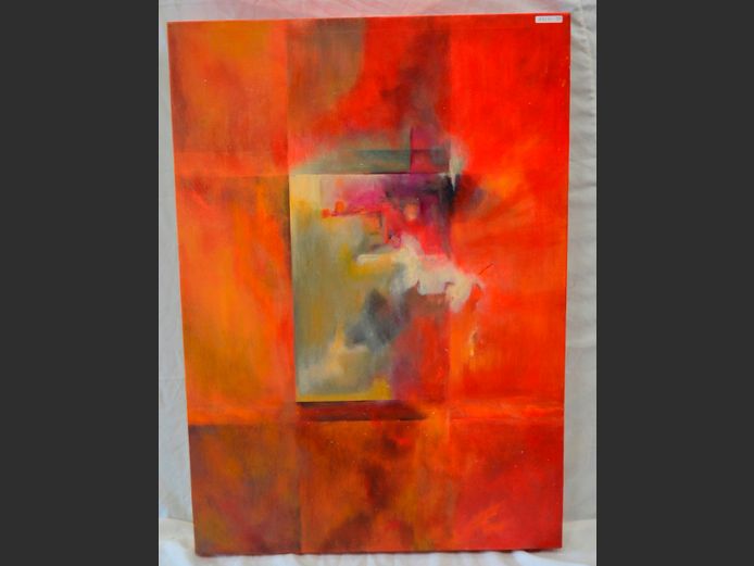 UNFRAMED ABSTRACT OIL ON CANVAS, 100 x 70cm