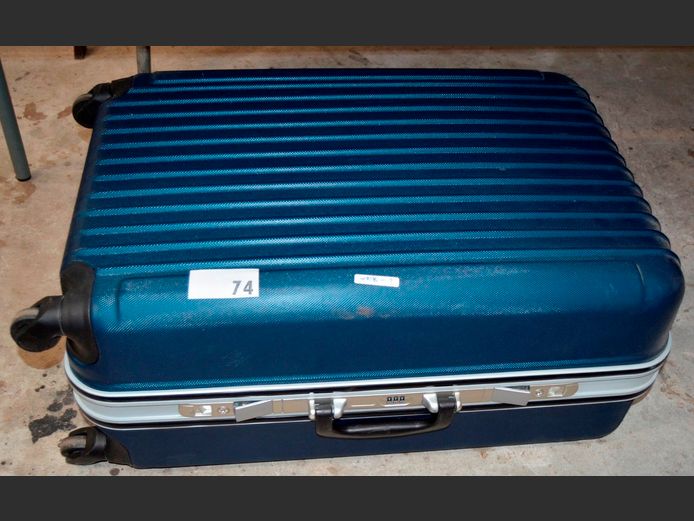 NAVY BLUE HARD SHELL SUITCASE, 48 x 30 x 72cm