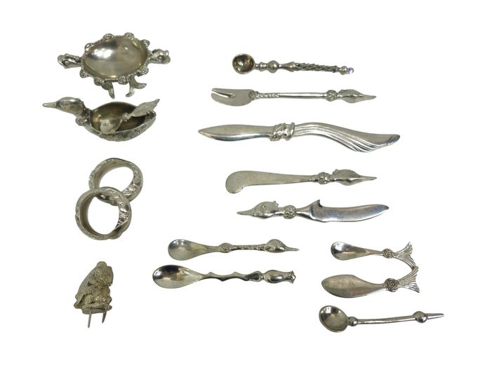 Jenna Clifford 950 Stamped Pewter Bespoke Tableware & Cutlery Collection