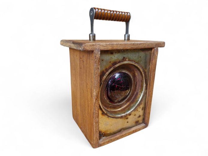 Antique Hand Lamp in Wooden Casing (Working)