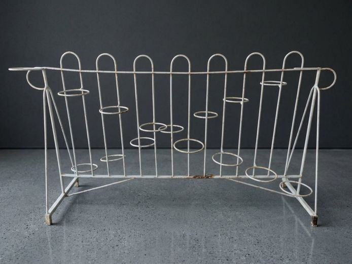 Mid-Century Modern Heavy Wrought Iron Plant Stand