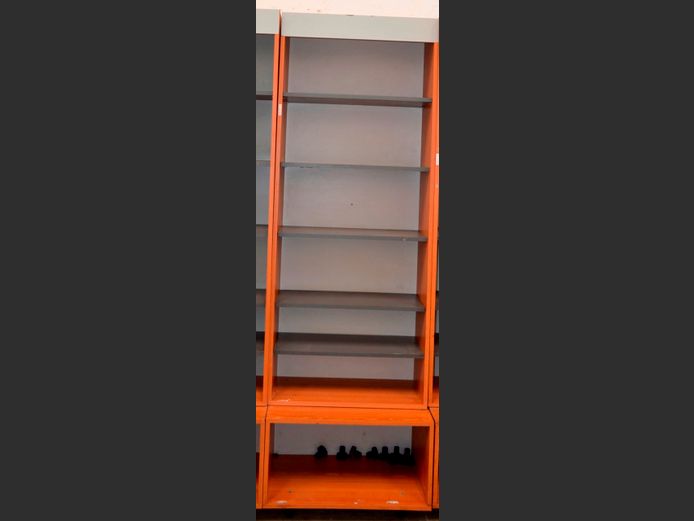 CHERRY FOIL & GREY DISPLAY SHELF, 65 x 45 x 197cm