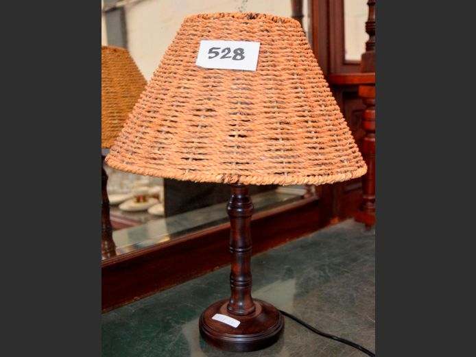 MAHOGANY BEDSIDE LAMP WITH SHADE, 54cm High