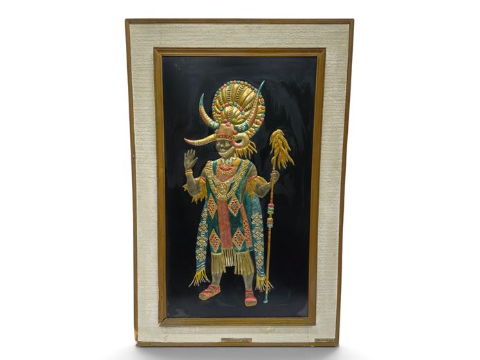 N. Tonkin: Mid-Century Polychrome Bas-Relief Plaque, "Rickshaw Boy"
