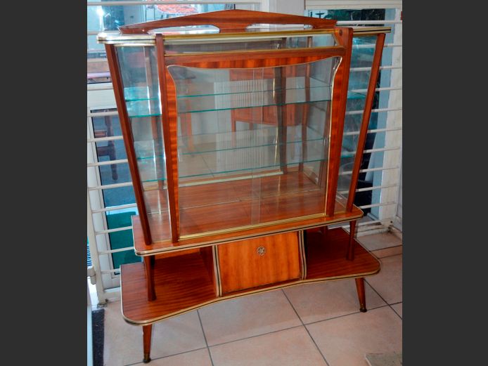 RETRO DISPLAY CABINET WITH GLASS SHELVES, 106  x 42 x 135cm